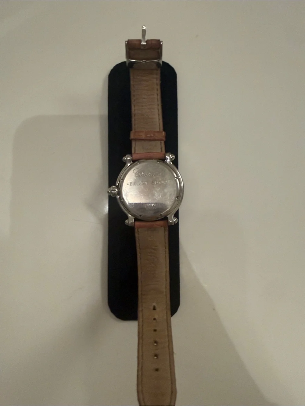 Chopard Pink Dial Watch with Tan Leather Strap